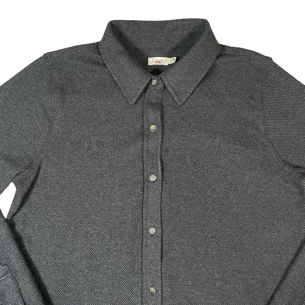 Faherty Shirt Dress Womens M Gray Legend Sweater Long Sleeve Button Front Knit - Picture 3 of 9